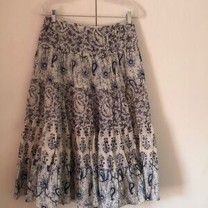 LRL Ralph blue & white Lauren ruffled petite paisley cottagecore Floral Y2k